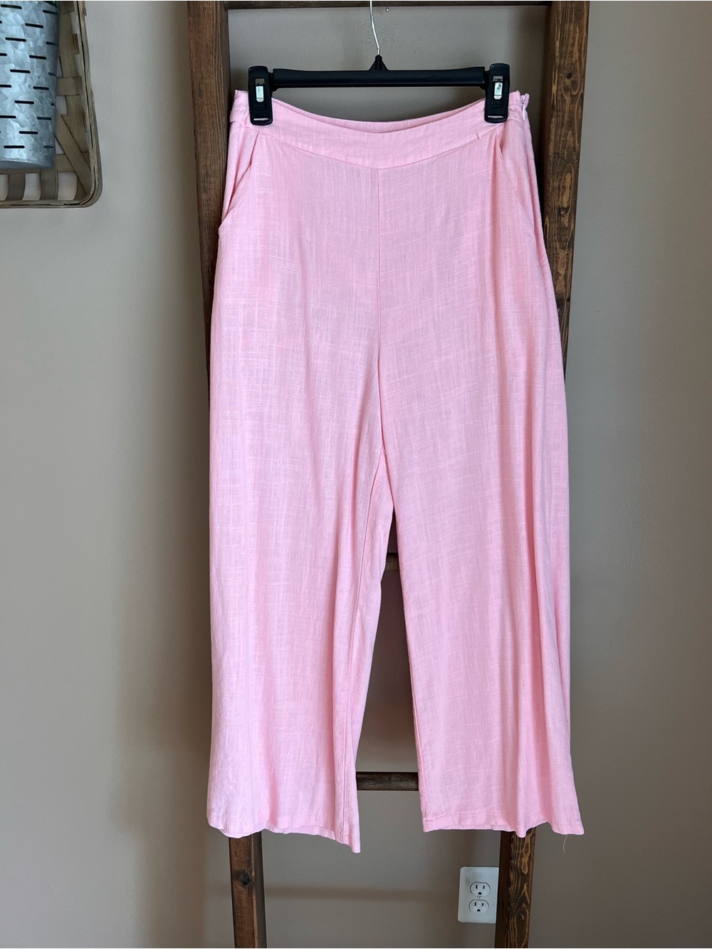 Flowy Pink Wide-Leg Side Zip Pants
